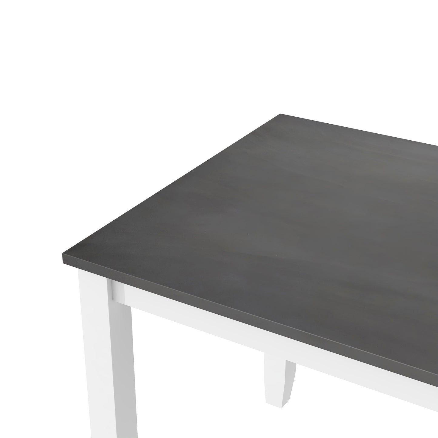 Dark gray rectangular dining table with white legs