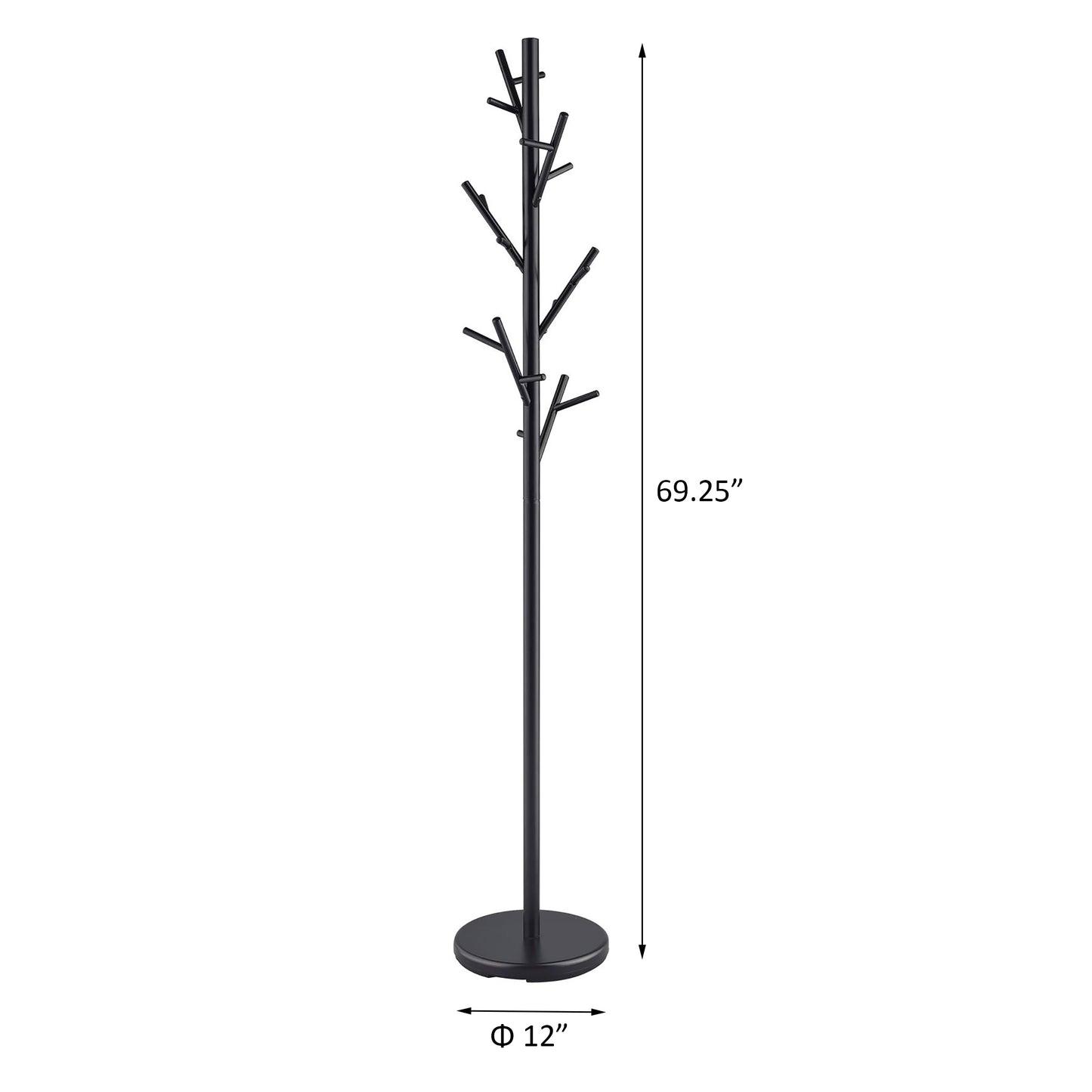 Black metal coat rack with treebranch design