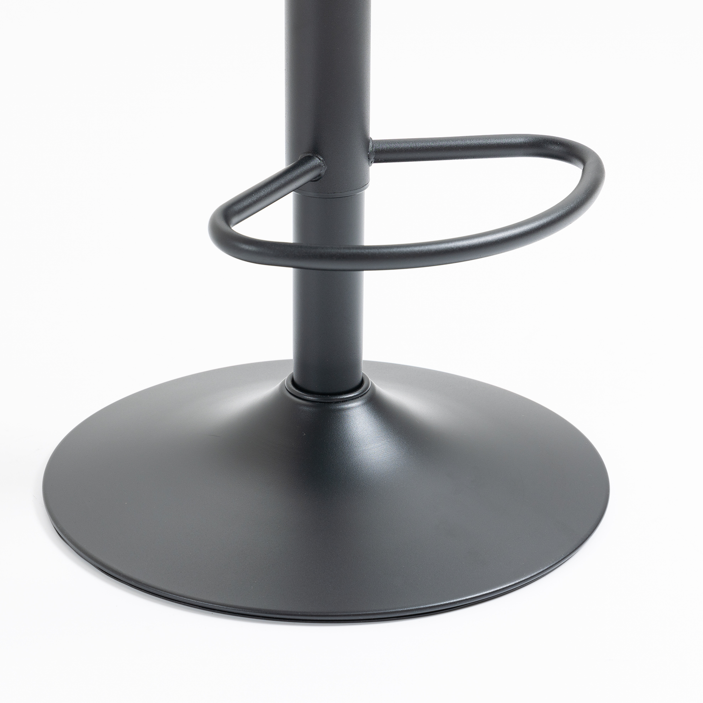 Black metal bar stool base with footrest ring