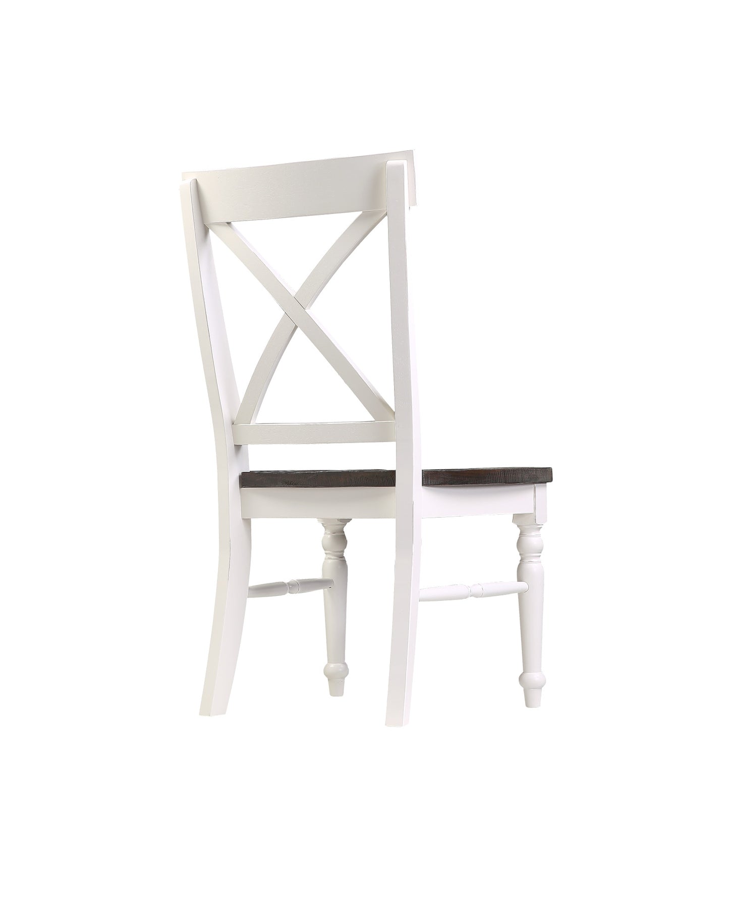 White Xback dining chair with dark wood seat