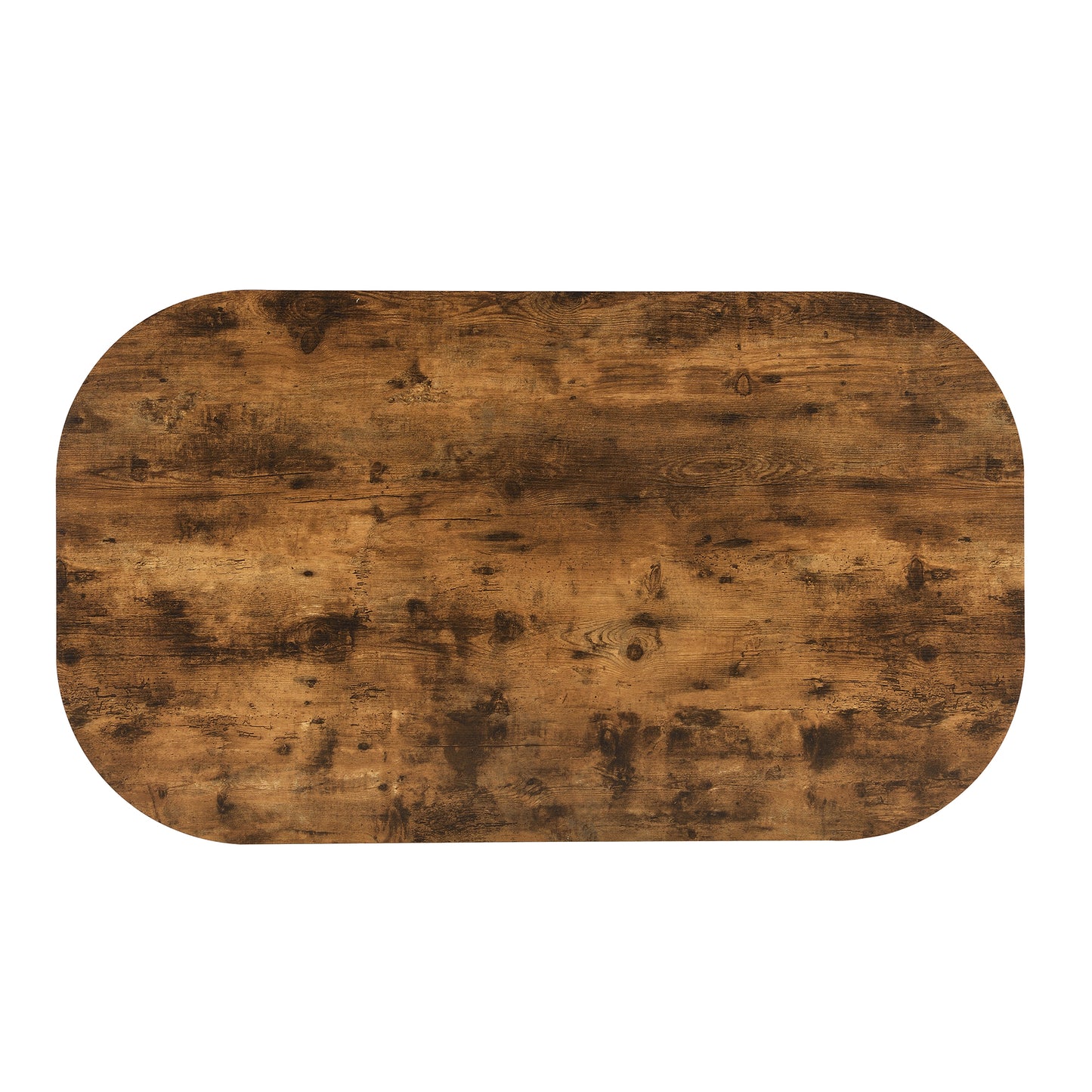 Rustic brown wood tabletop with rounded edges