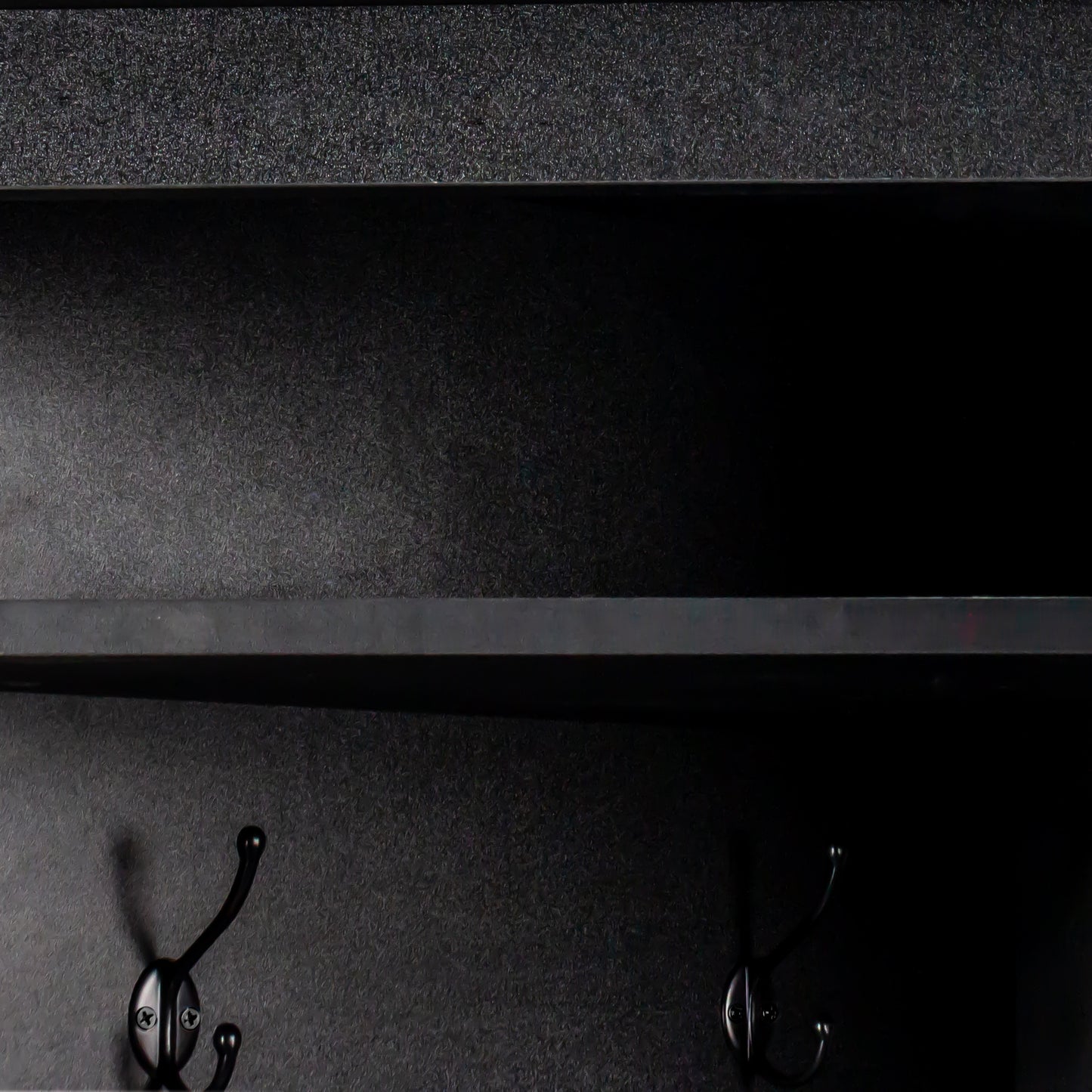 Black textured coat rack with double hooks