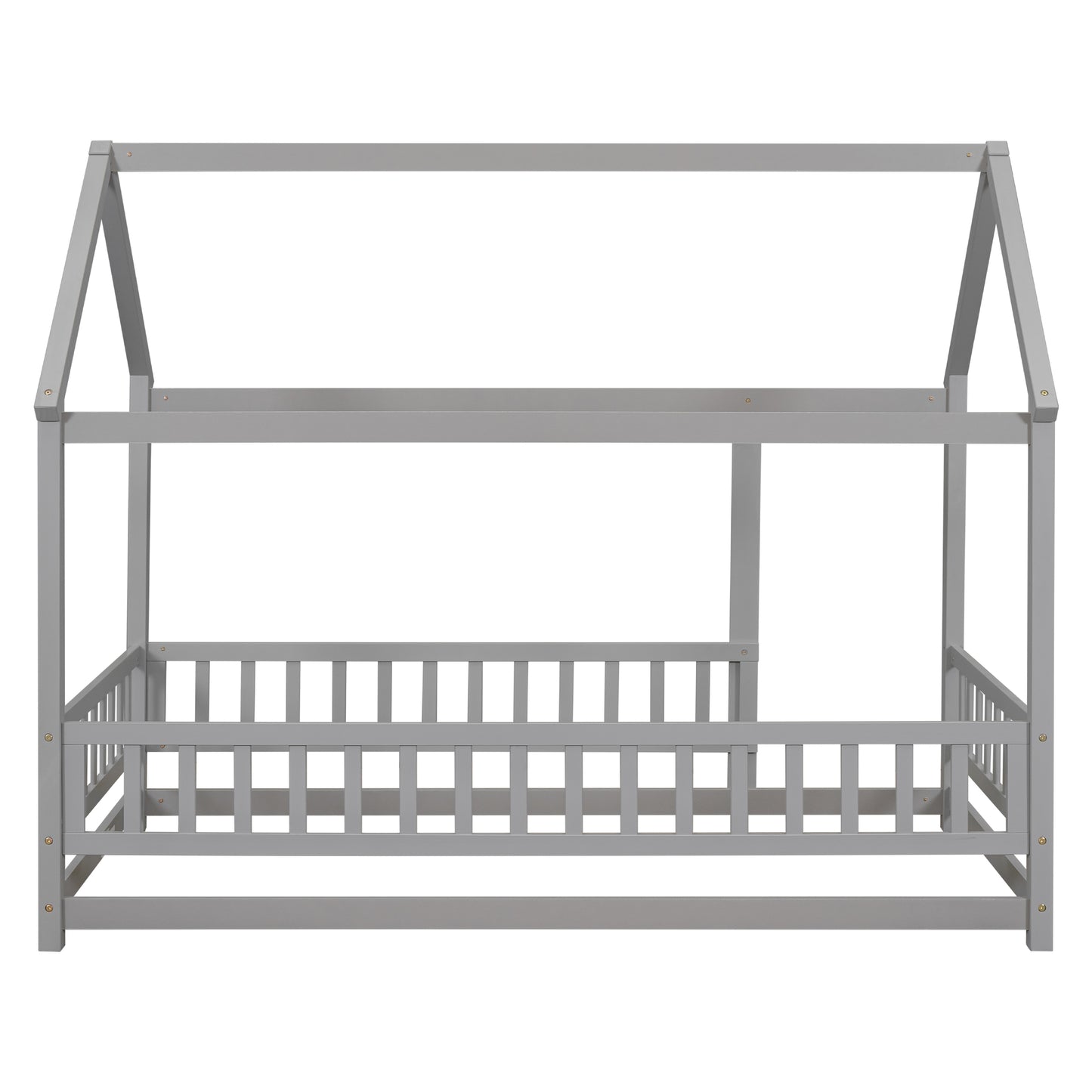 Gray wooden house bed frame for children