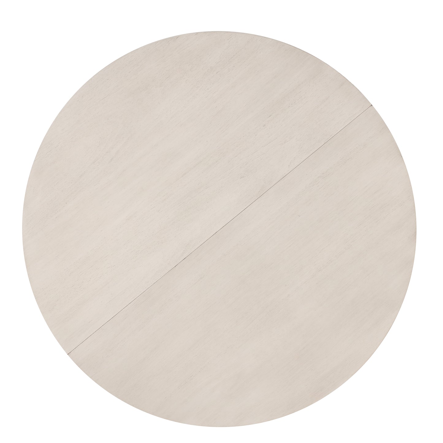 Round white washed wood dining table top with natural grain texture