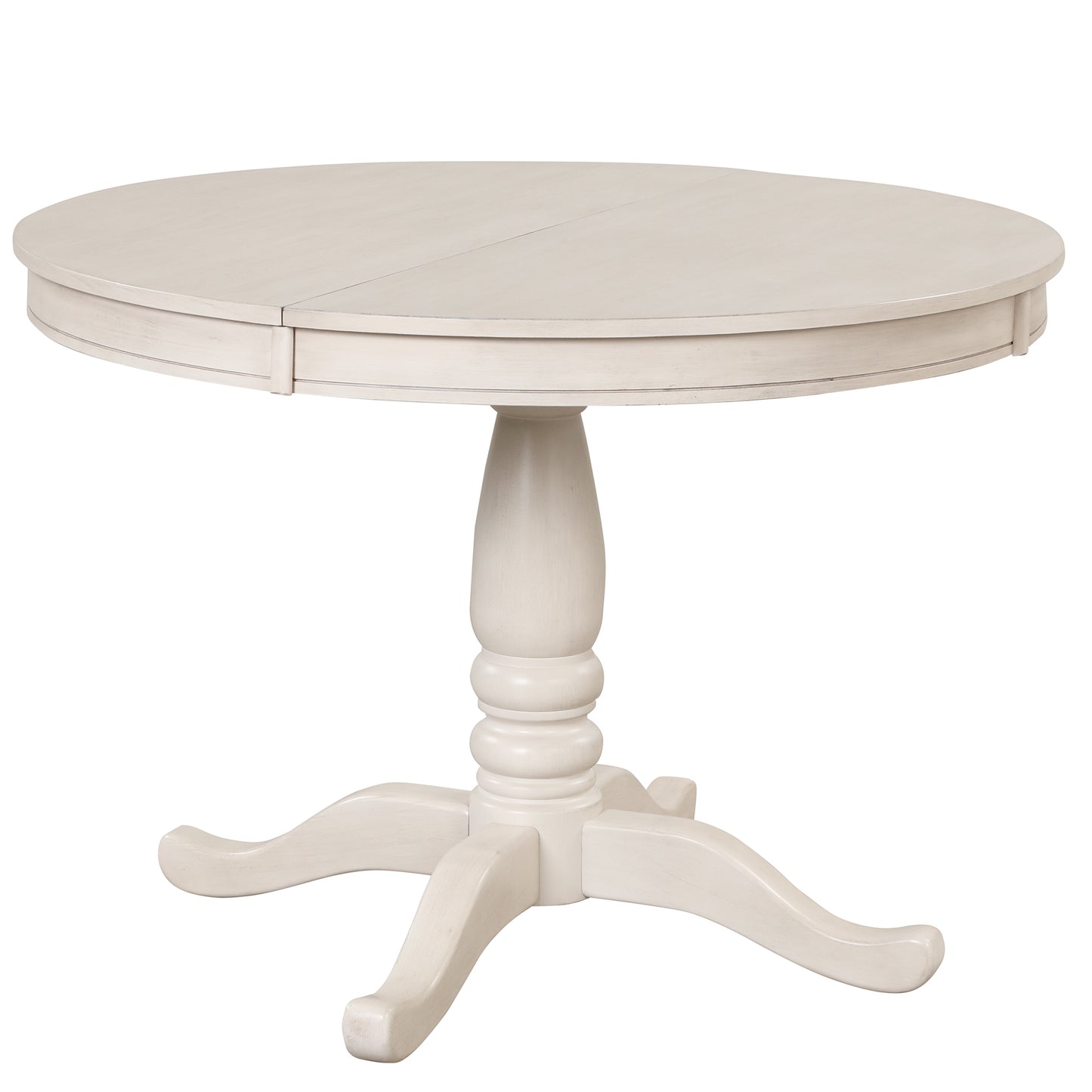Shabby chic cream pedestal dining table with extension leaf