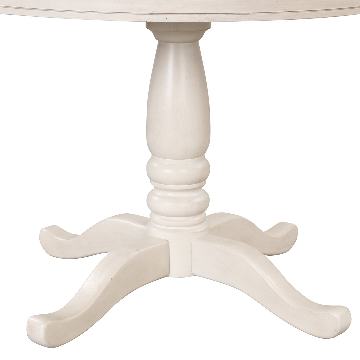 Offwhite pedestal dining table base with carved details