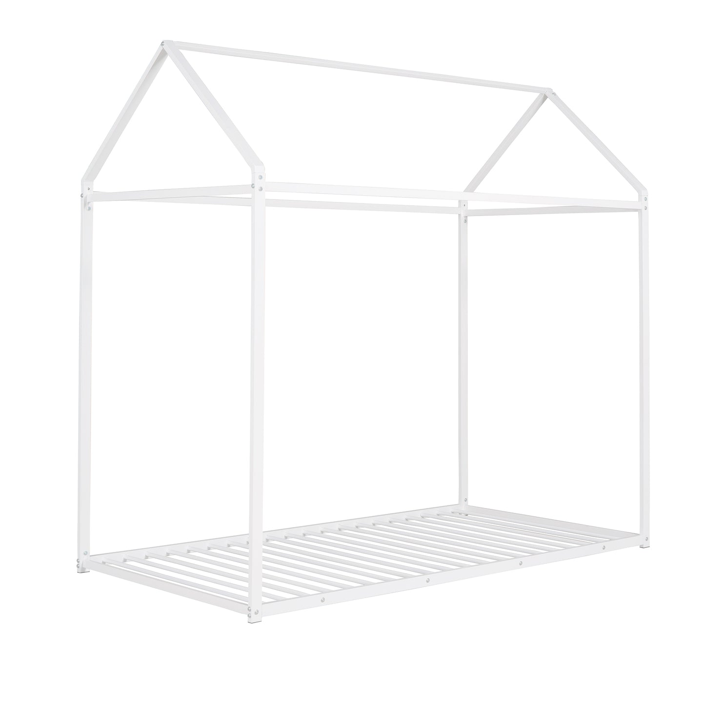 White metal house frame bed