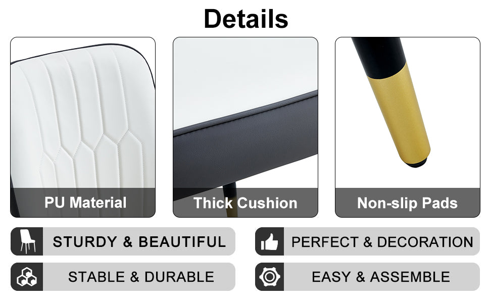 White PU leather chair with stitched detailing