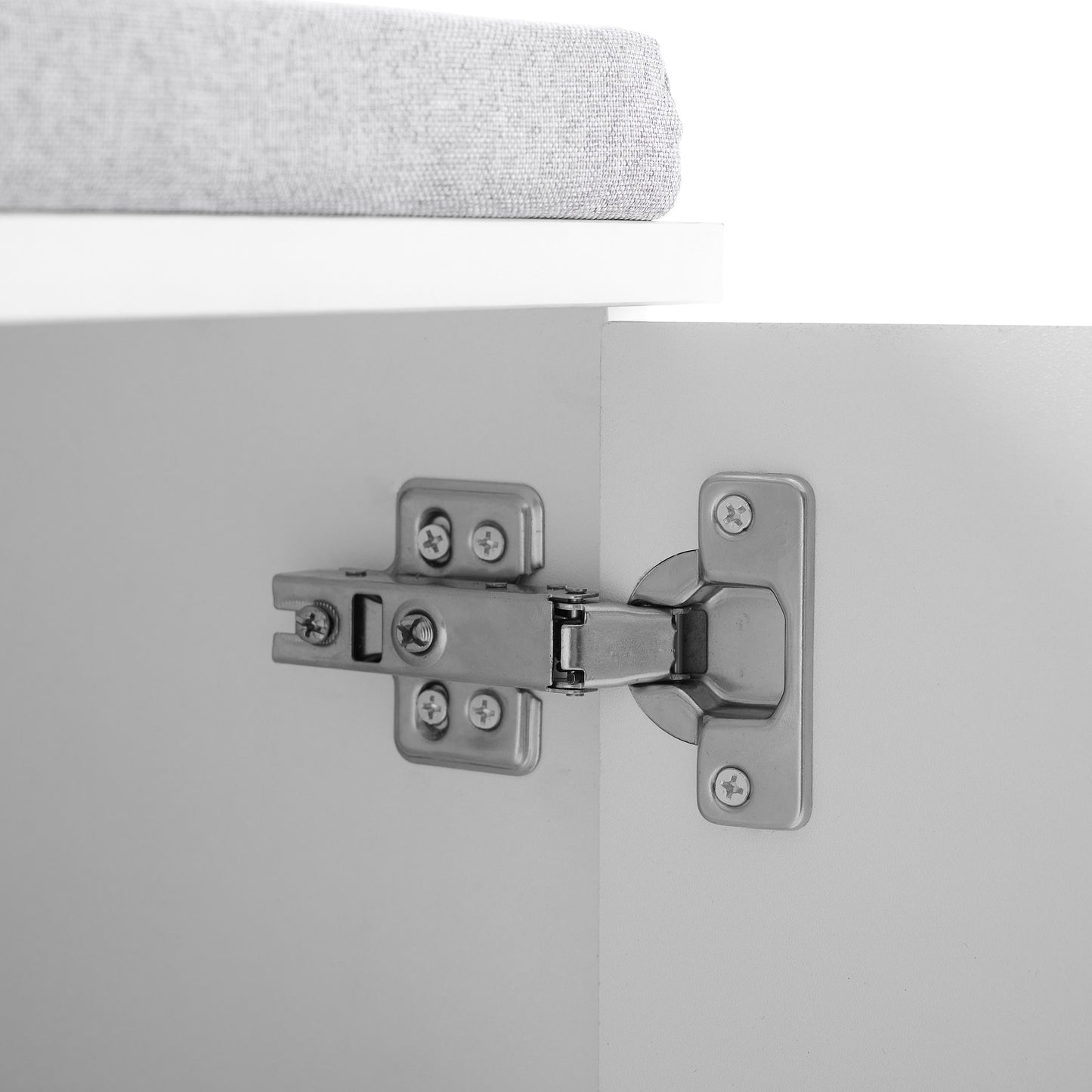 Chrome cabinet hinge with adjustable screws perfect for furniture assembly