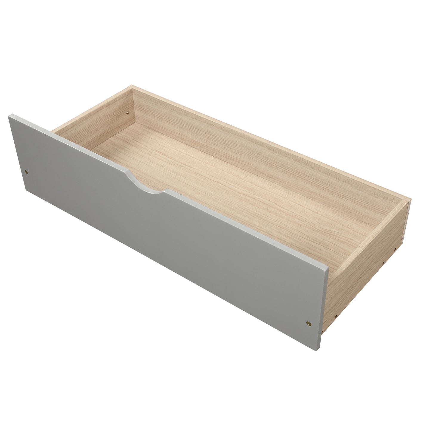 Gray modern drawer with light oak interior