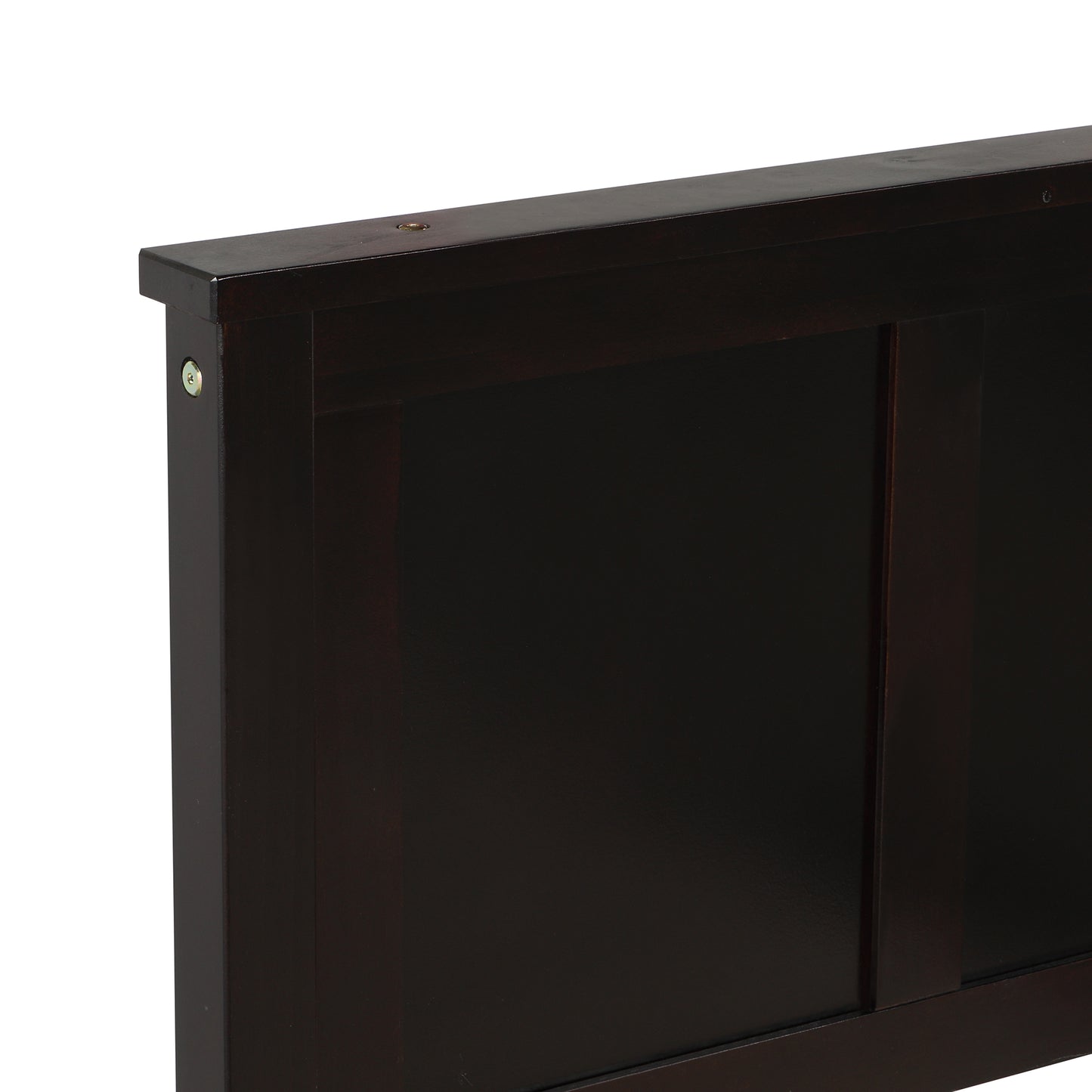 Dark brown wooden headboard panel detail