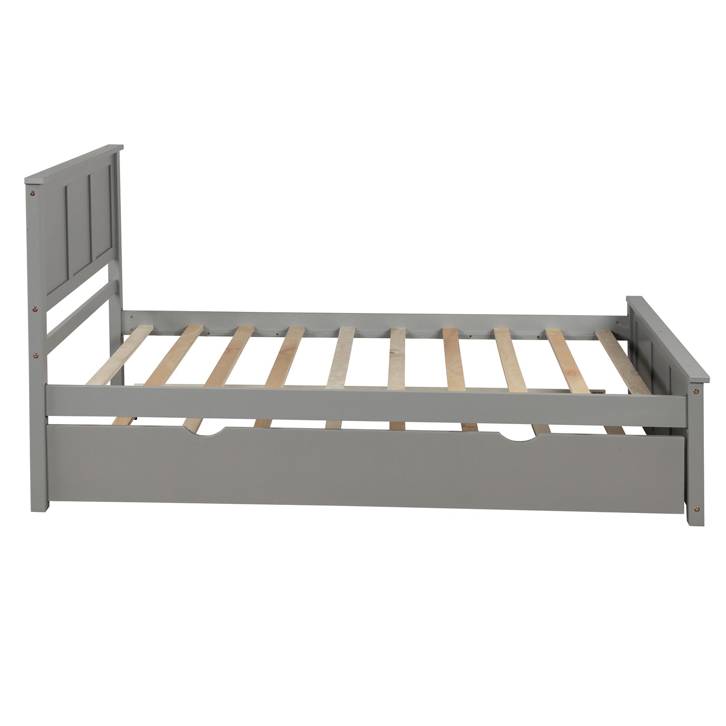 Gray wooden daybed with slatted support