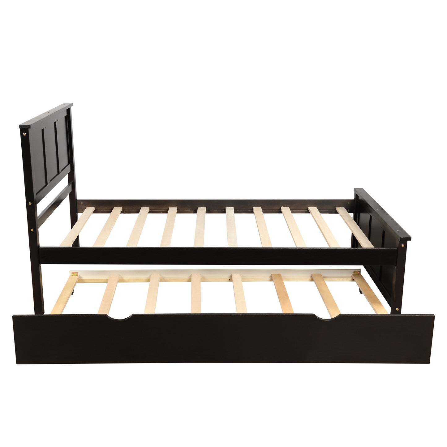 Dark wood twin daybed with pullout trundle