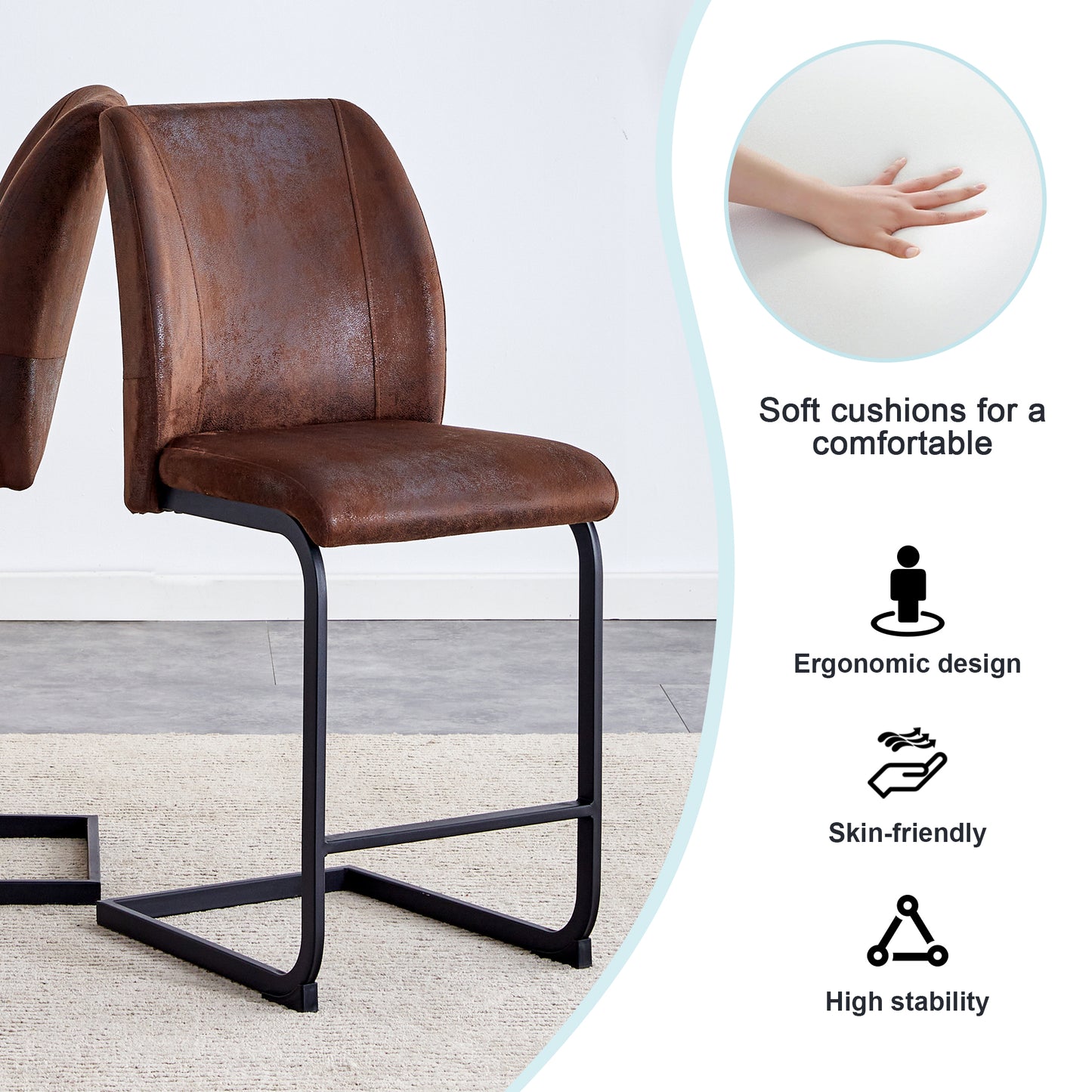 Brown distressed faux leather bar stool with black metal legs