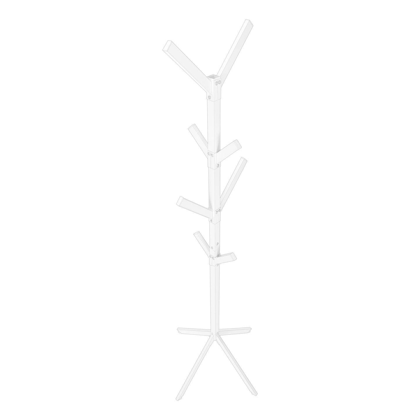 White modern coat rack with multiple hooks