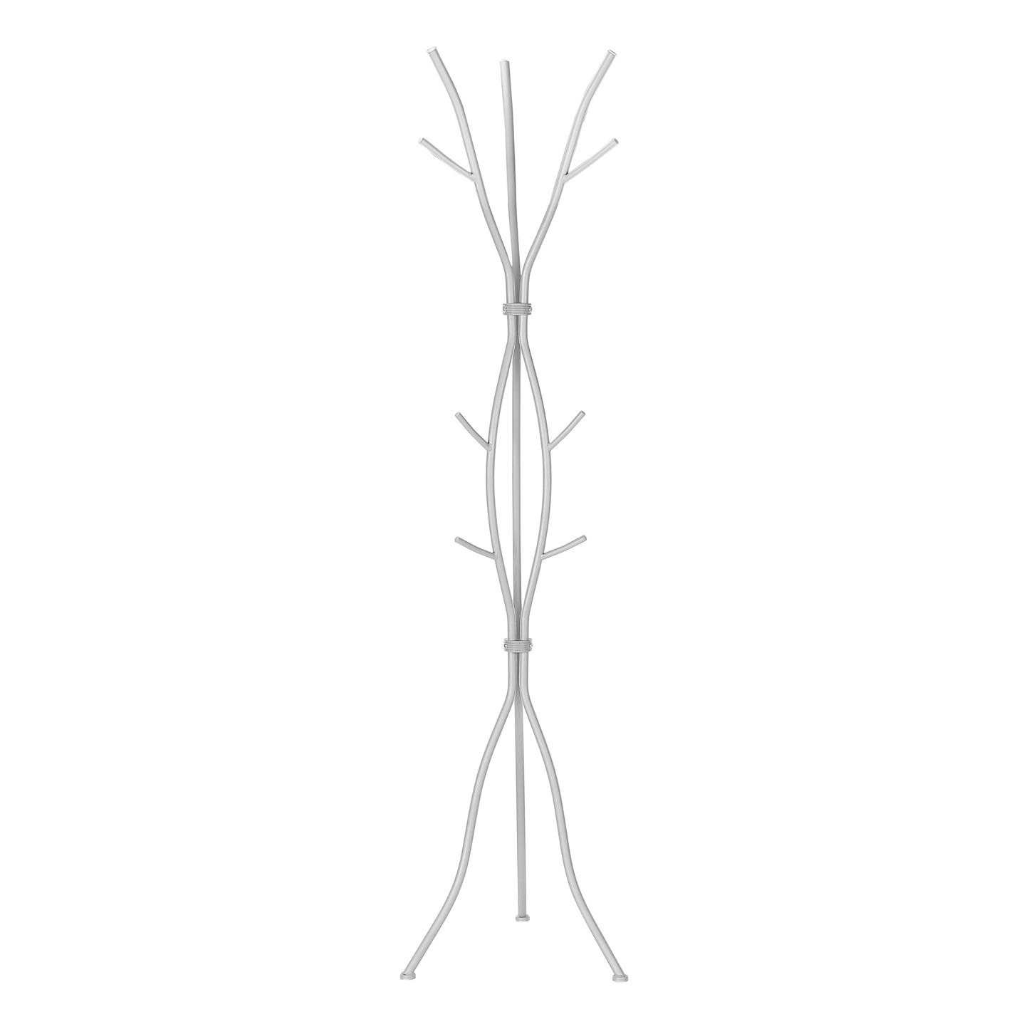 Sleek silver coat rack with branchlike arms