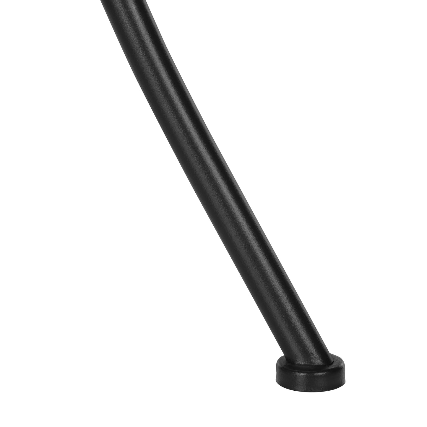 Black metal furniture leg with a round base