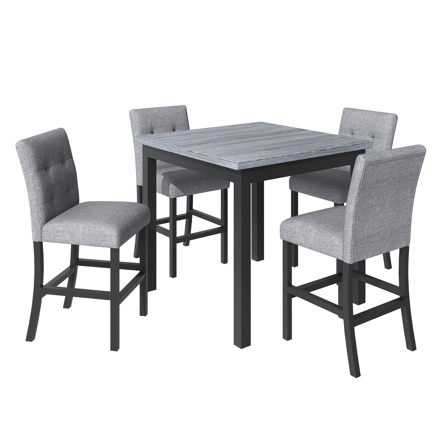 Grey upholstered dining set with tufted back chairs