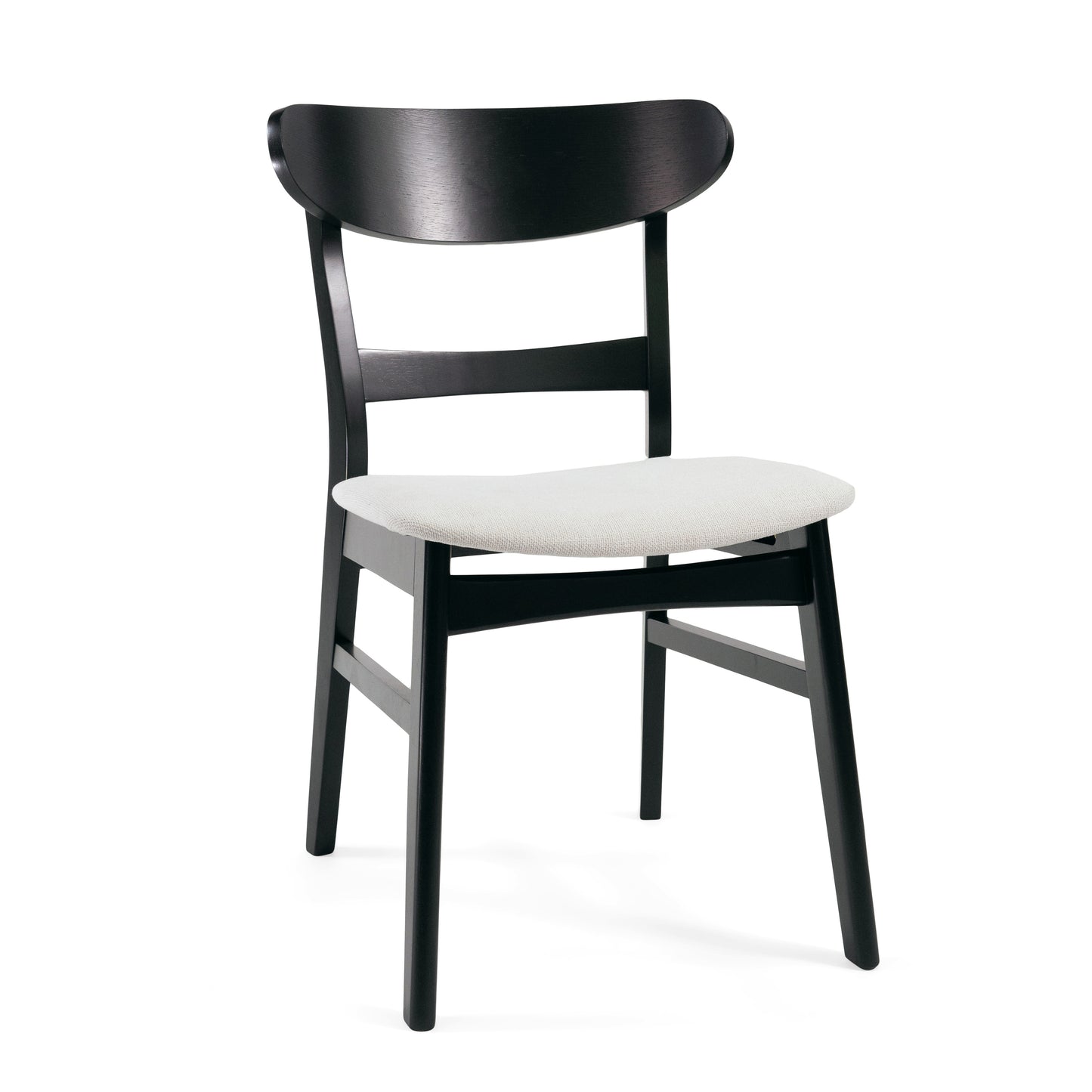 Black wooden dining chair with upholstered seat