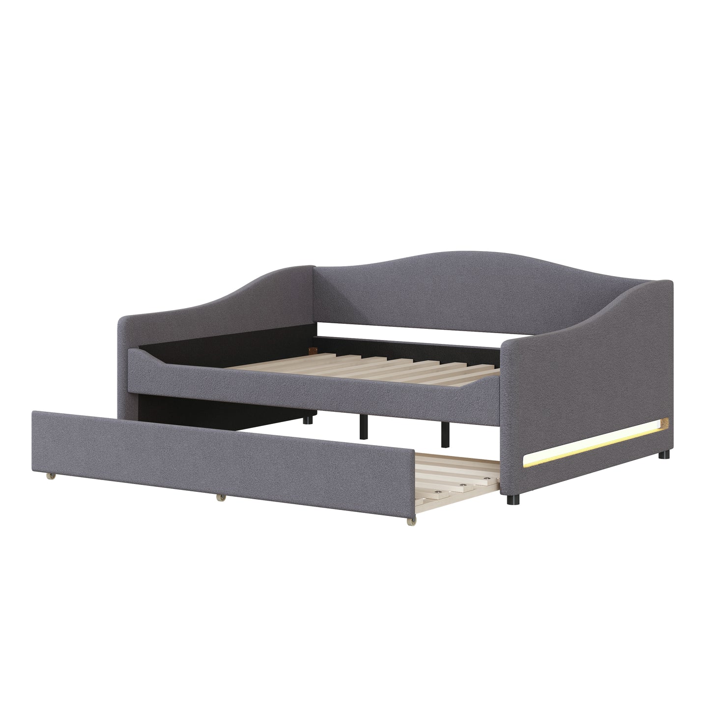 Gray fabric daybed with pullout trundle