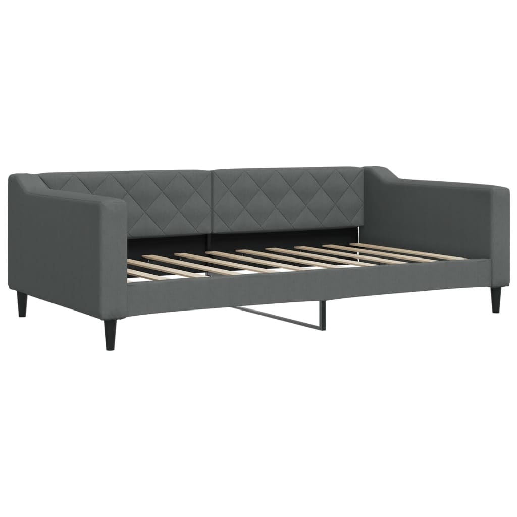 Grey fabric sectional sofa view from back