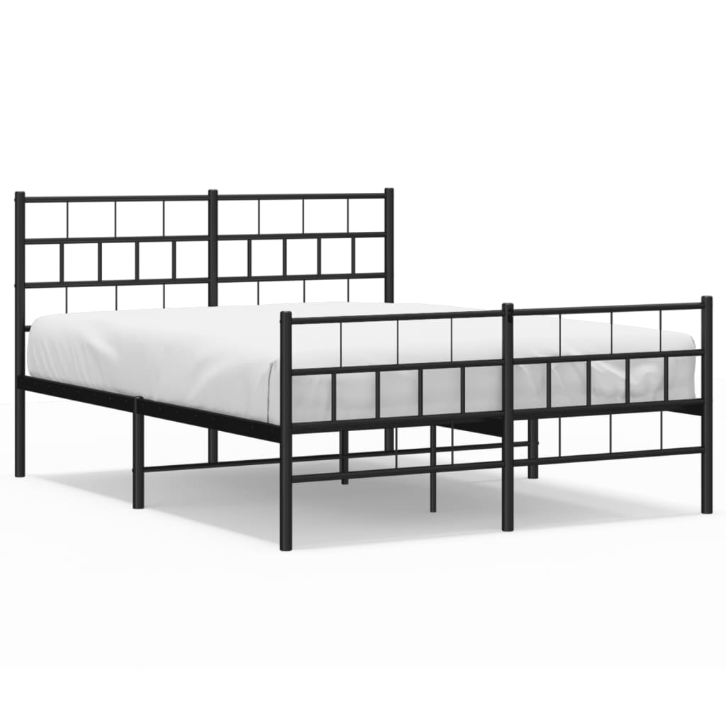 Silver metal bed frame with slatted headboard and footboard shown with dimensions