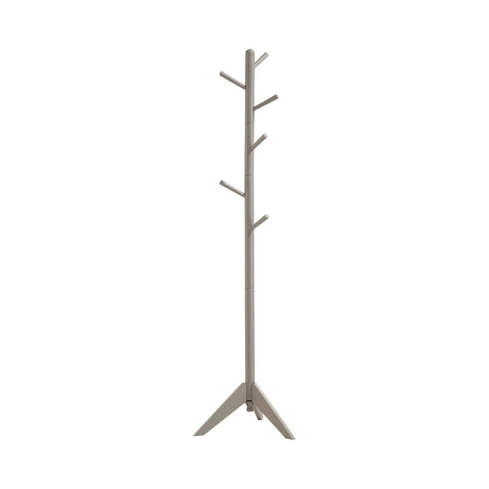 Gray modern coat rack with branchlike hooks