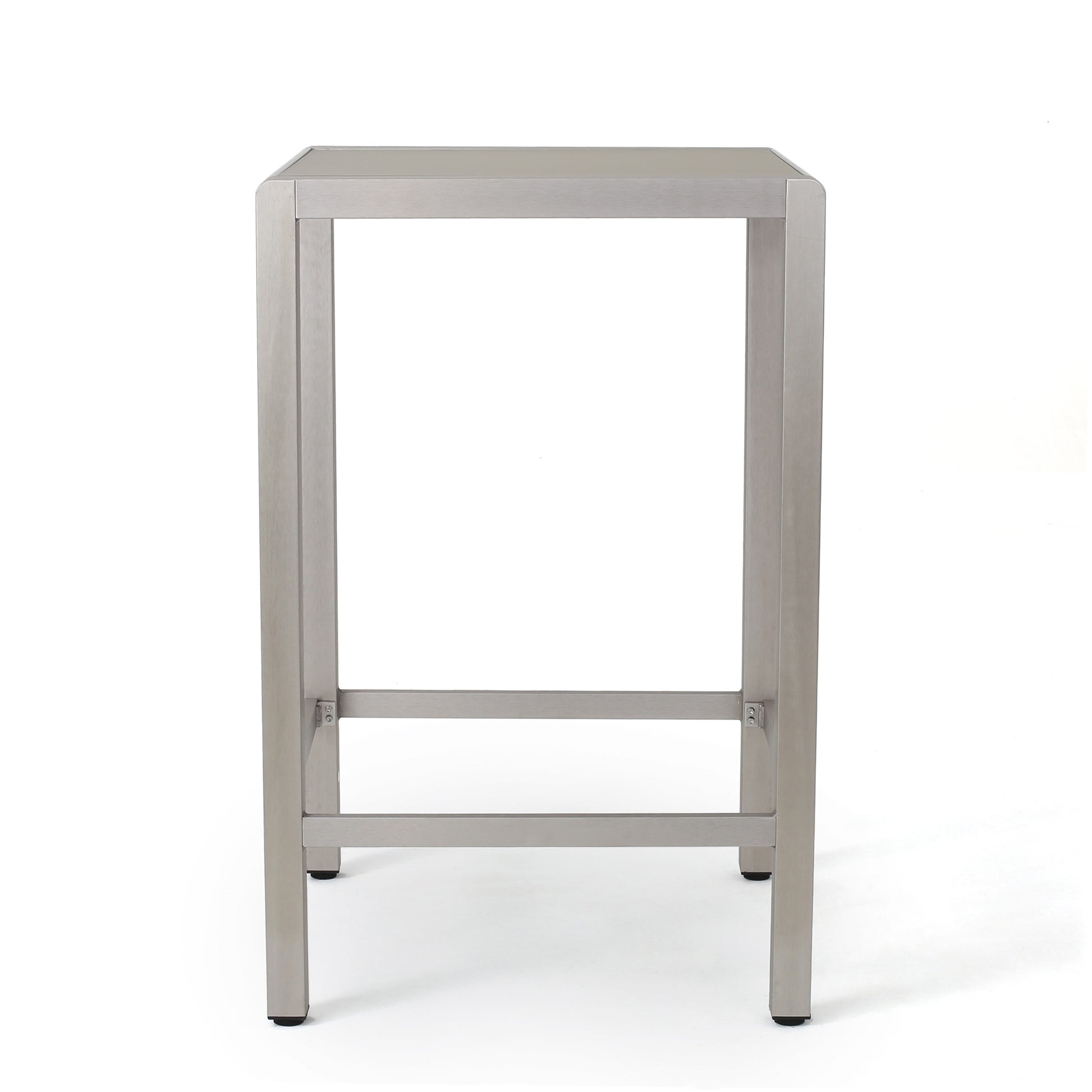 Modern brushed aluminum bar stool with sleek design