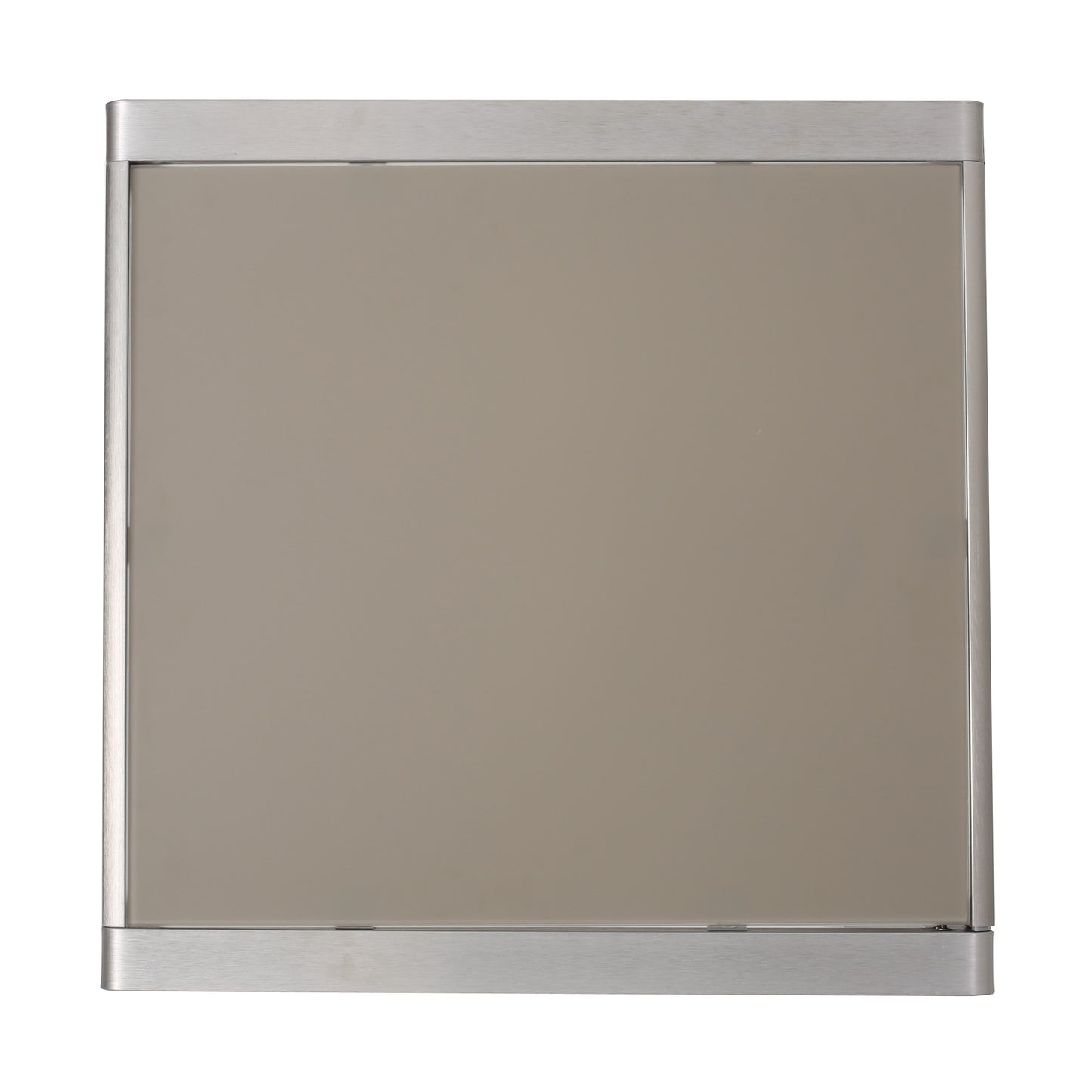 Brushed aluminum framed taupe privacy screen