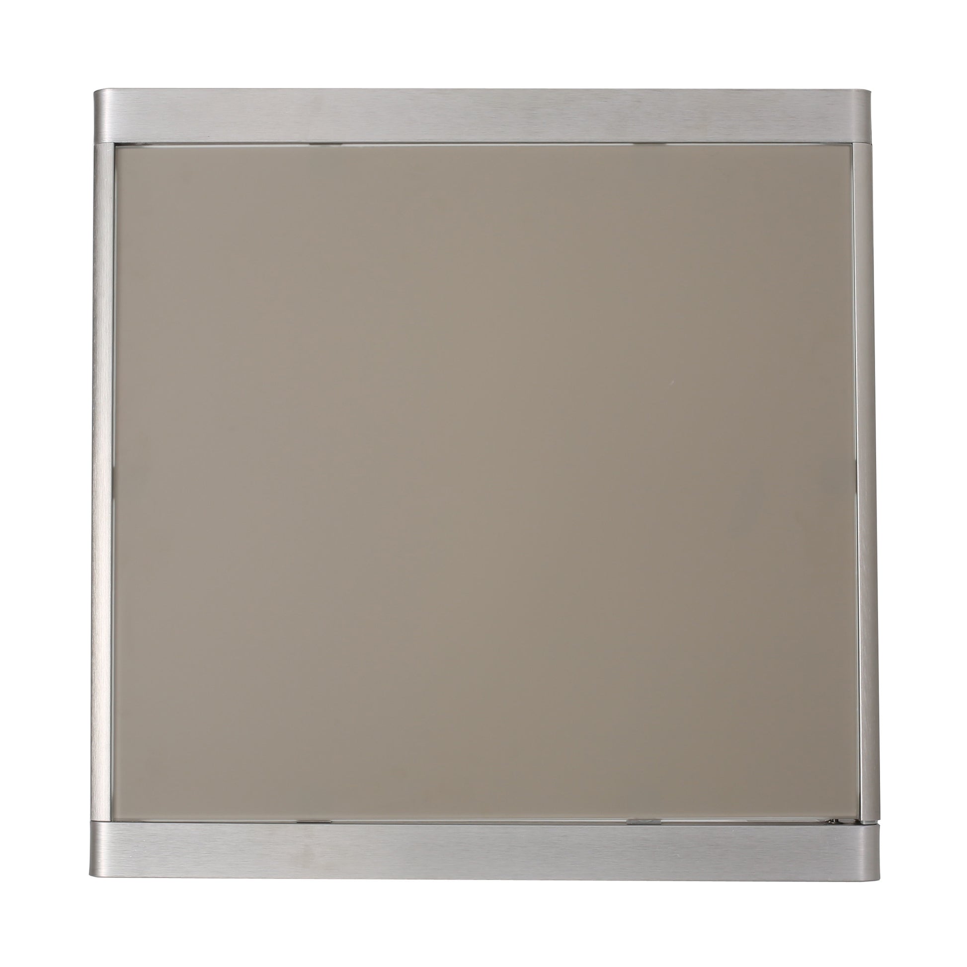 Brushed aluminum framed taupe privacy screen