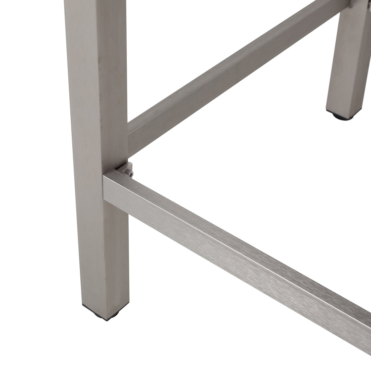 Brushed aluminum bar stool leg with protective foot