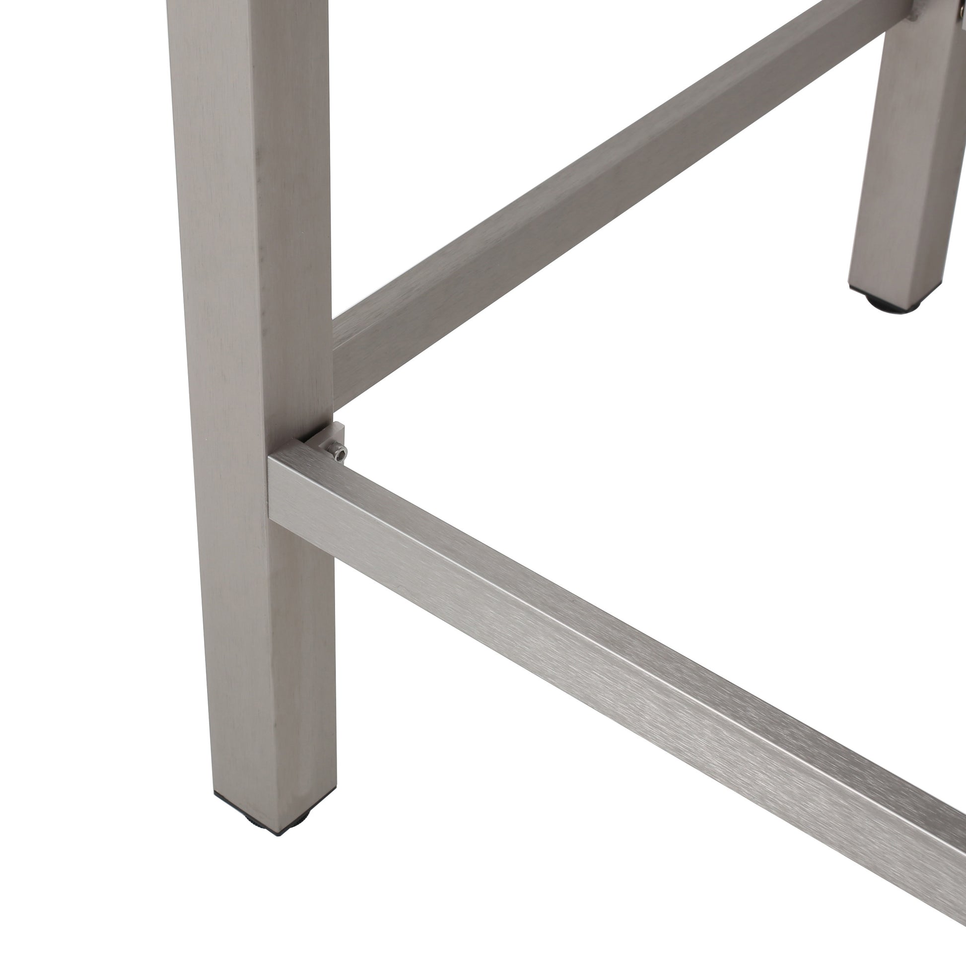 Brushed aluminum bar stool leg with protective foot