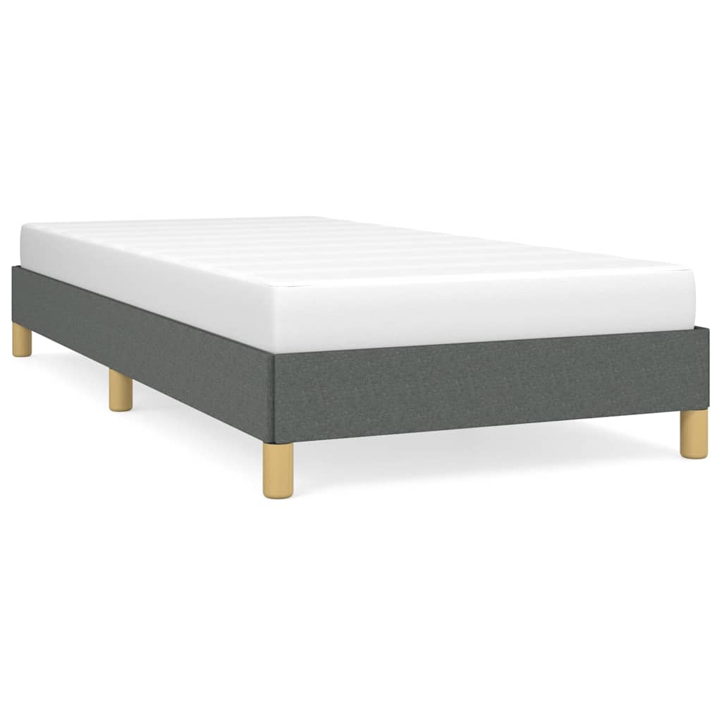 White twin size bed frame with detailed dimensions shown perfect for small bedrooms