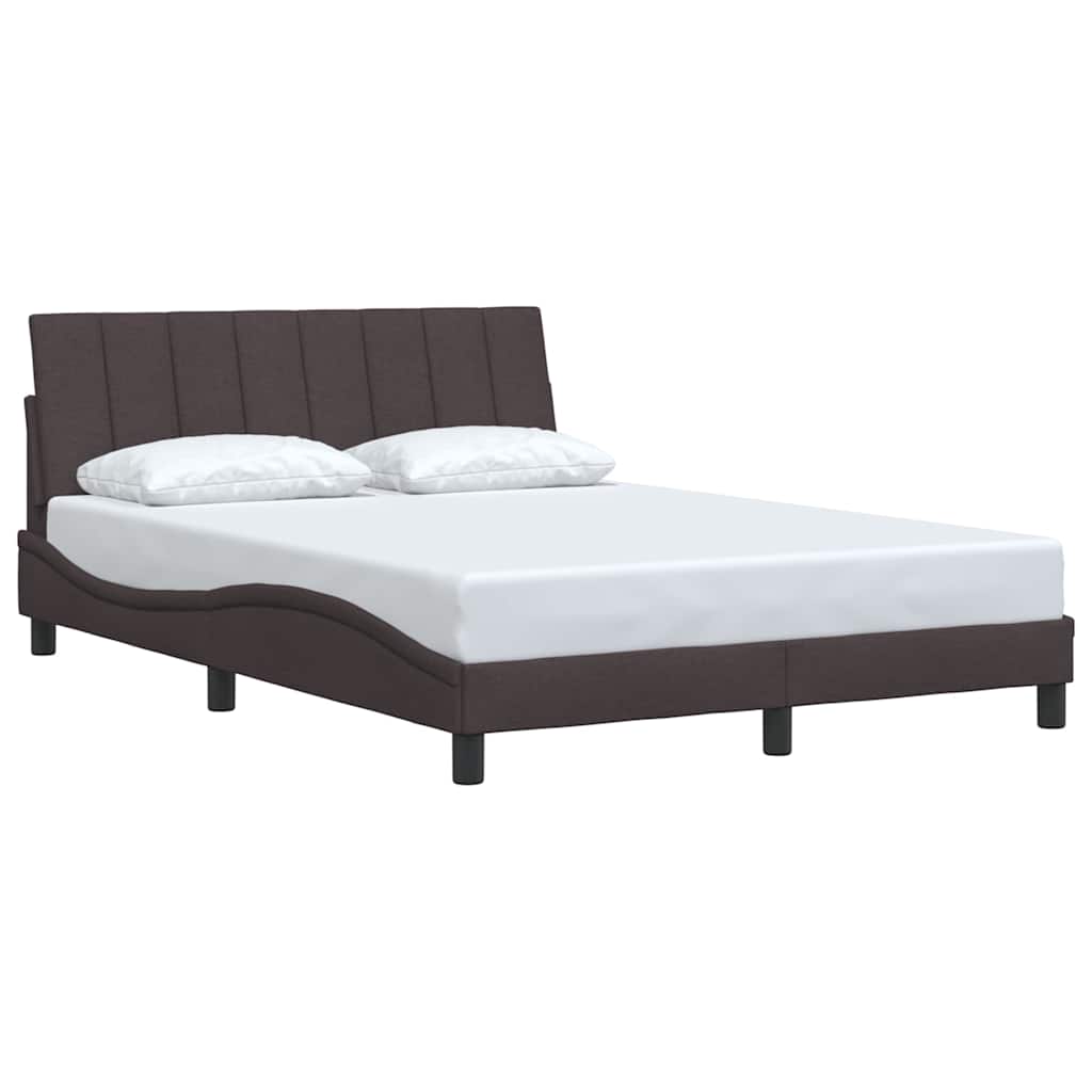 Modern upholstered twin bed frame in grey fabric with wooden legs