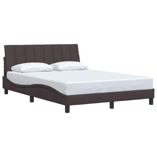 Modern upholstered twin bed frame in grey fabric with wooden legs