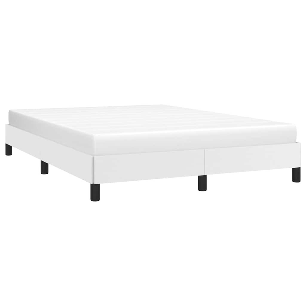 Modern white upholstered bed frame with black legs