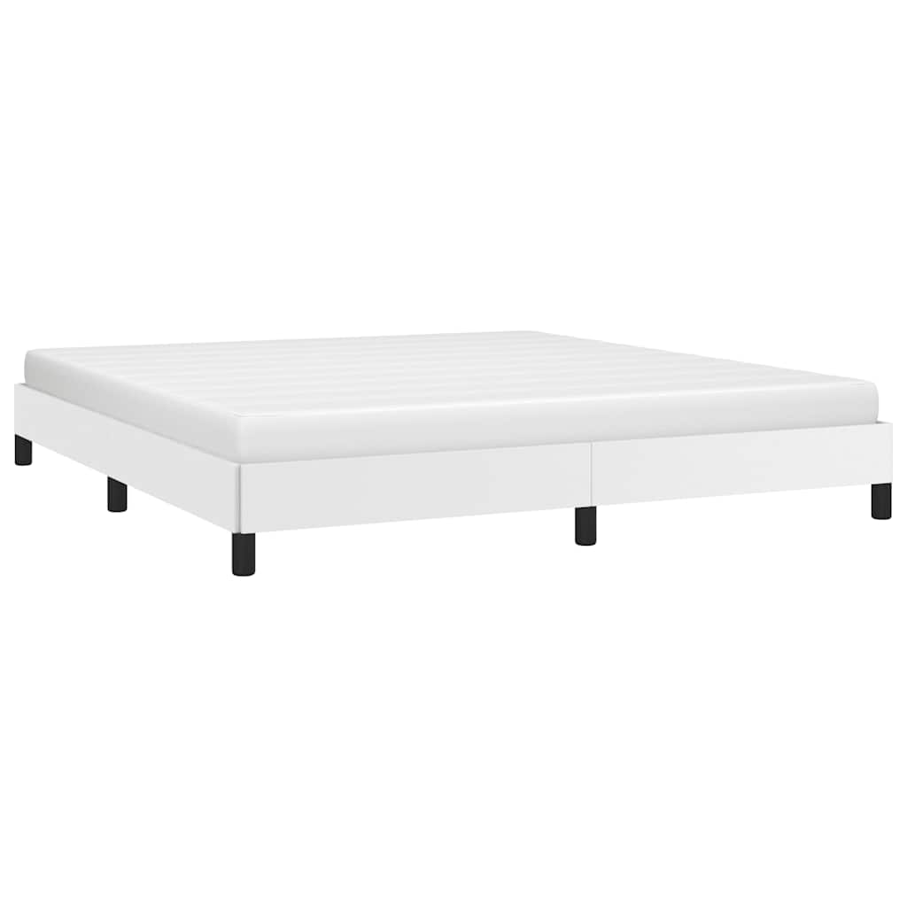 White modern bed frame with black legs