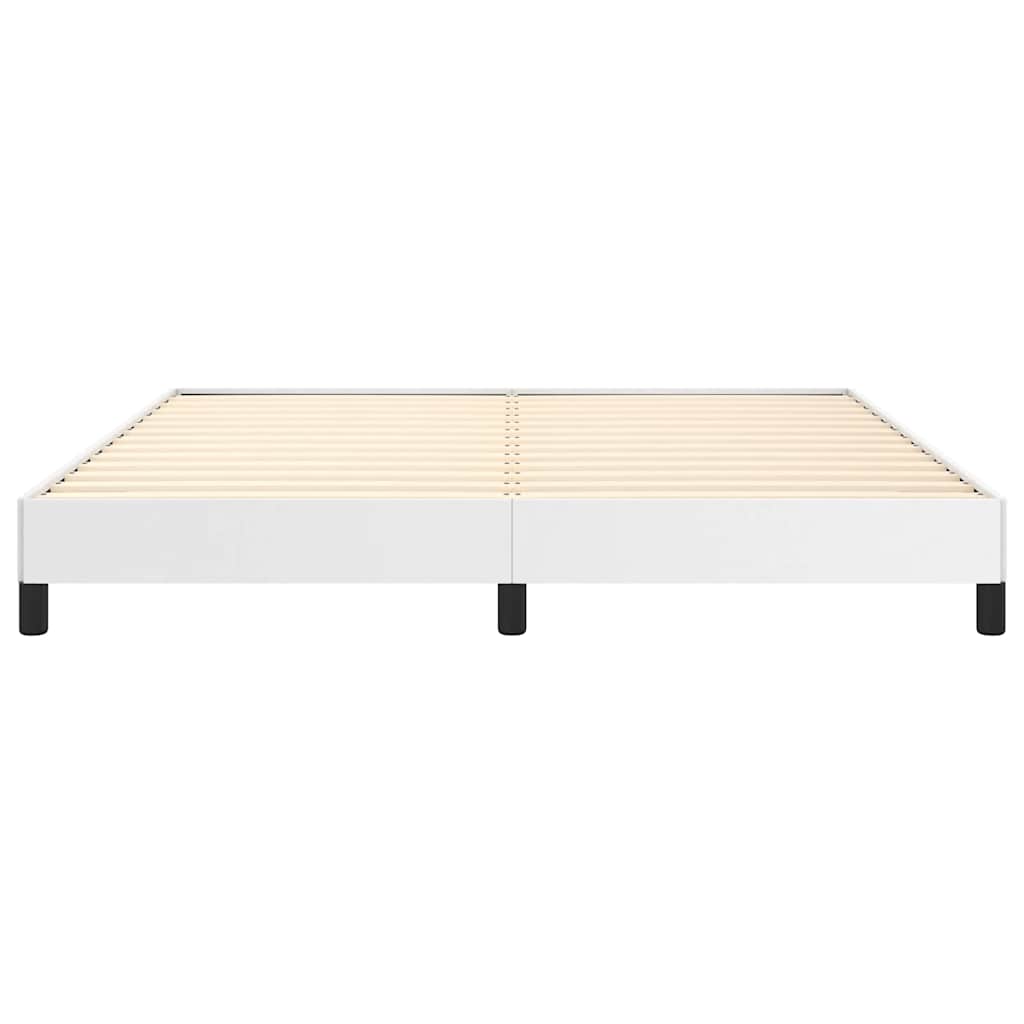 Modern white platform bed frame with black legs