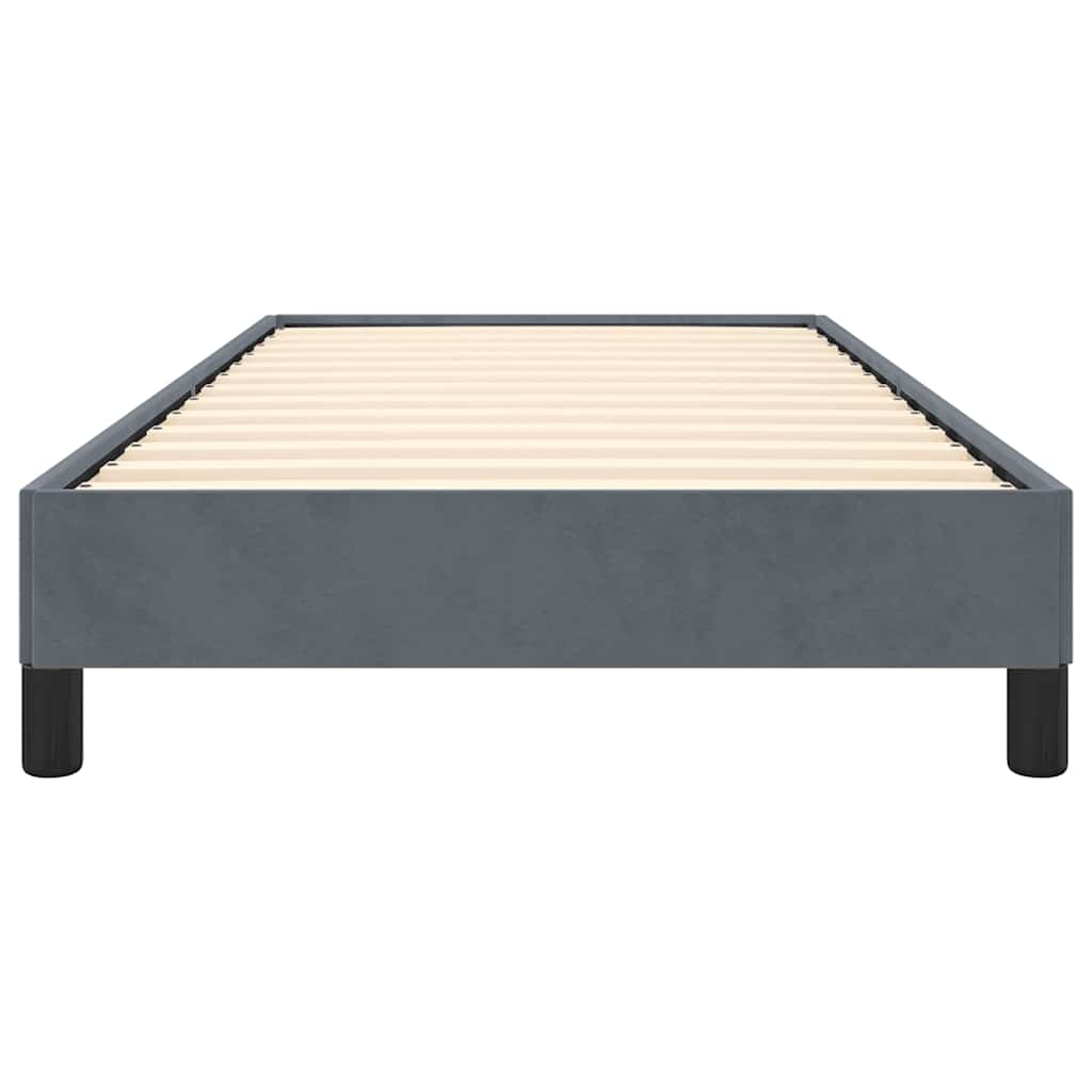 Modern grey upholstered twin bed frame with black legs