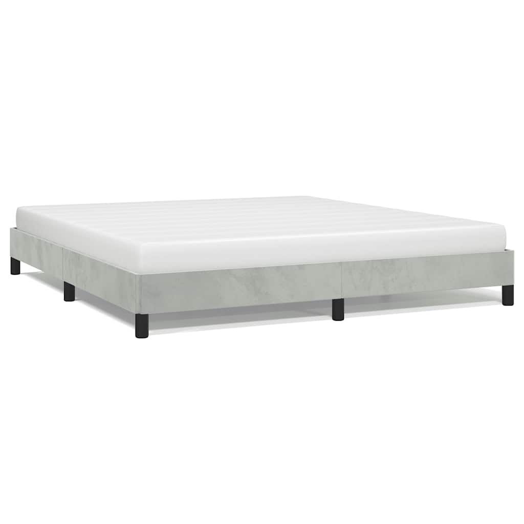 Light Gray California King Bed Frame with Velvet Finish