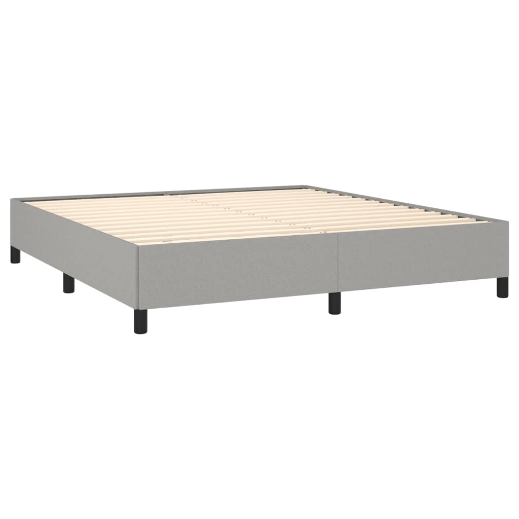 Grey fabric upholstered queen bed frame with simple modern design