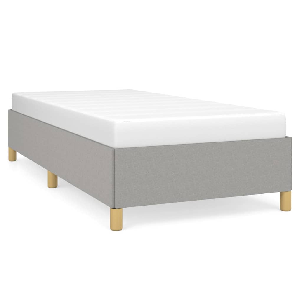 Line drawing of a single bed frame with dimensions  cm  length and  cm  width
