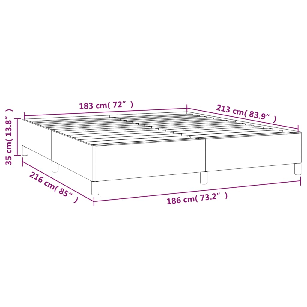 Dark gray upholstered bed frame with black cylindrical legs