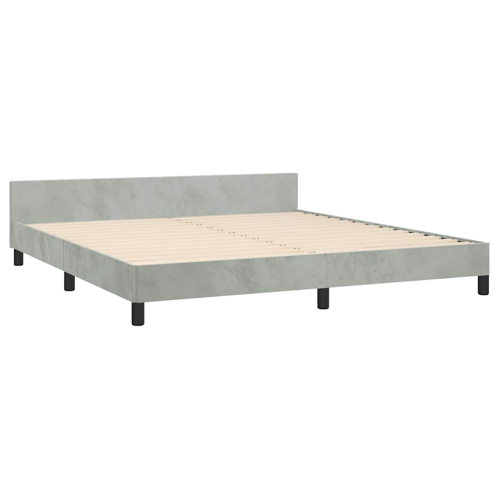 Modern gray upholstered platform bed frame with clean lines