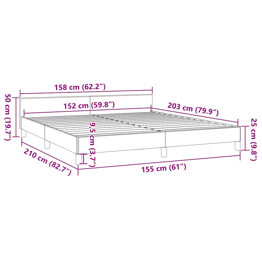 Upholstered grey bed frame detail with gold legs