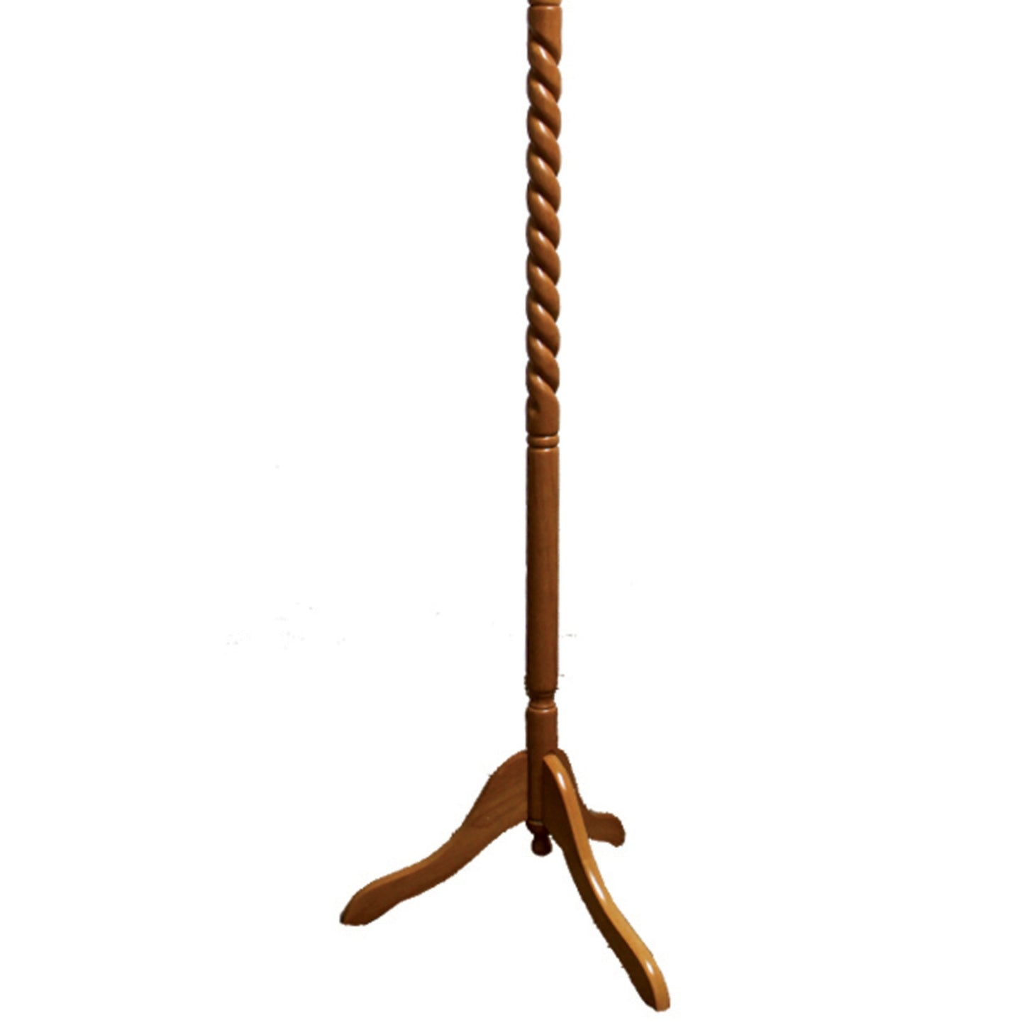 Wooden coat rack with twisted pole