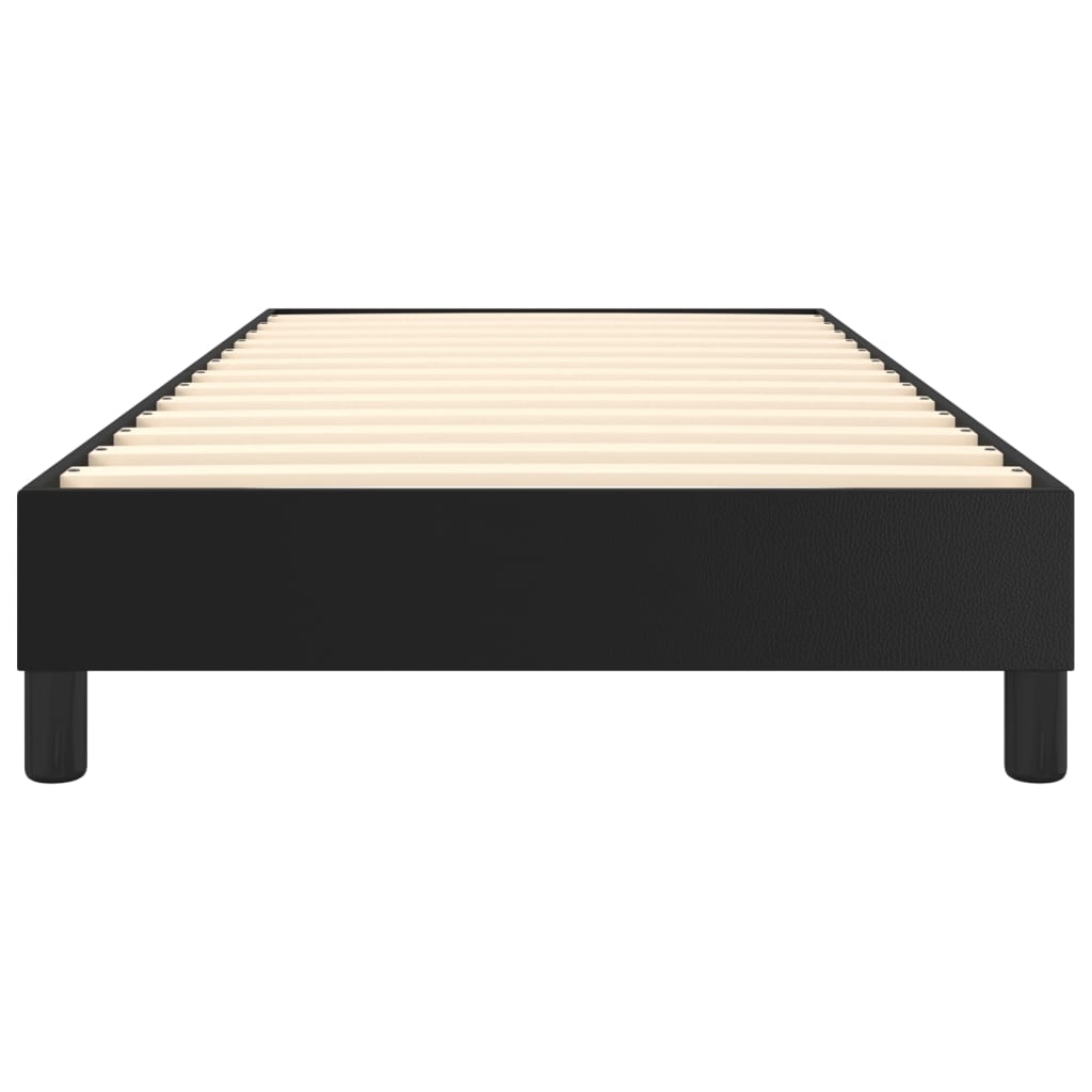 Modern black platform bed frame with wooden slats