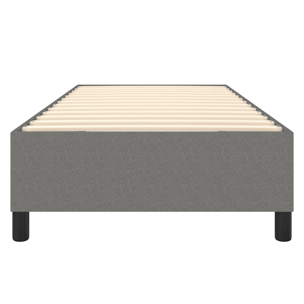 Single bed frame in grey fabric with wooden slats