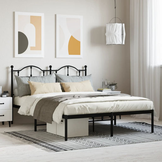 Dark bronze metal bed frame with arched headboard and footboard