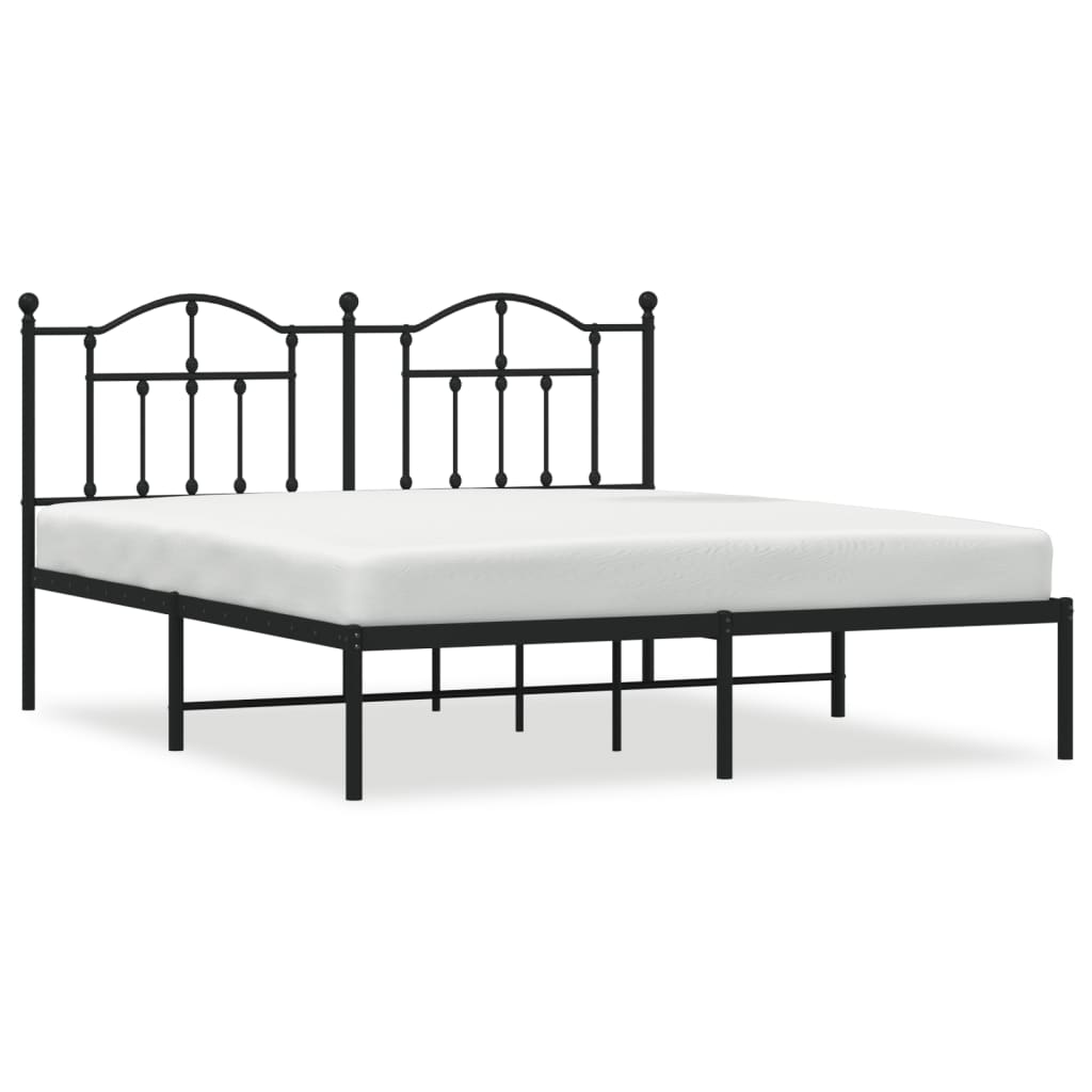 Metal bed frame with ornate headboard and footboard  cm long